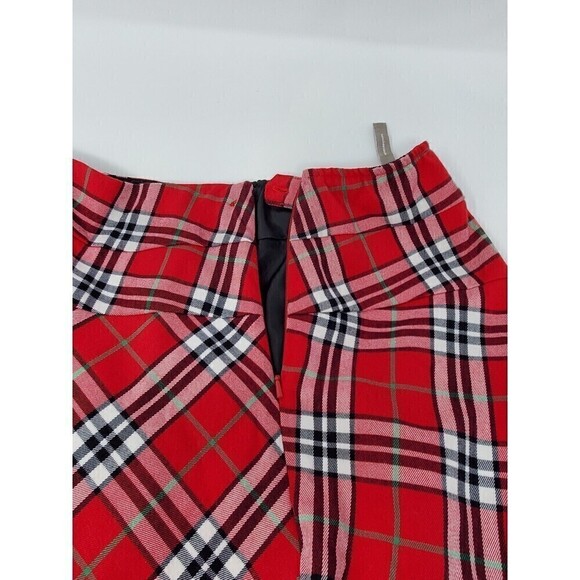 HANNA ANDERSSON A-LINE RED TARTAN PLAID FULL SKIRT SIDE ZIPPER WOMEN SIZE SMALL - Picture 8 of 13
